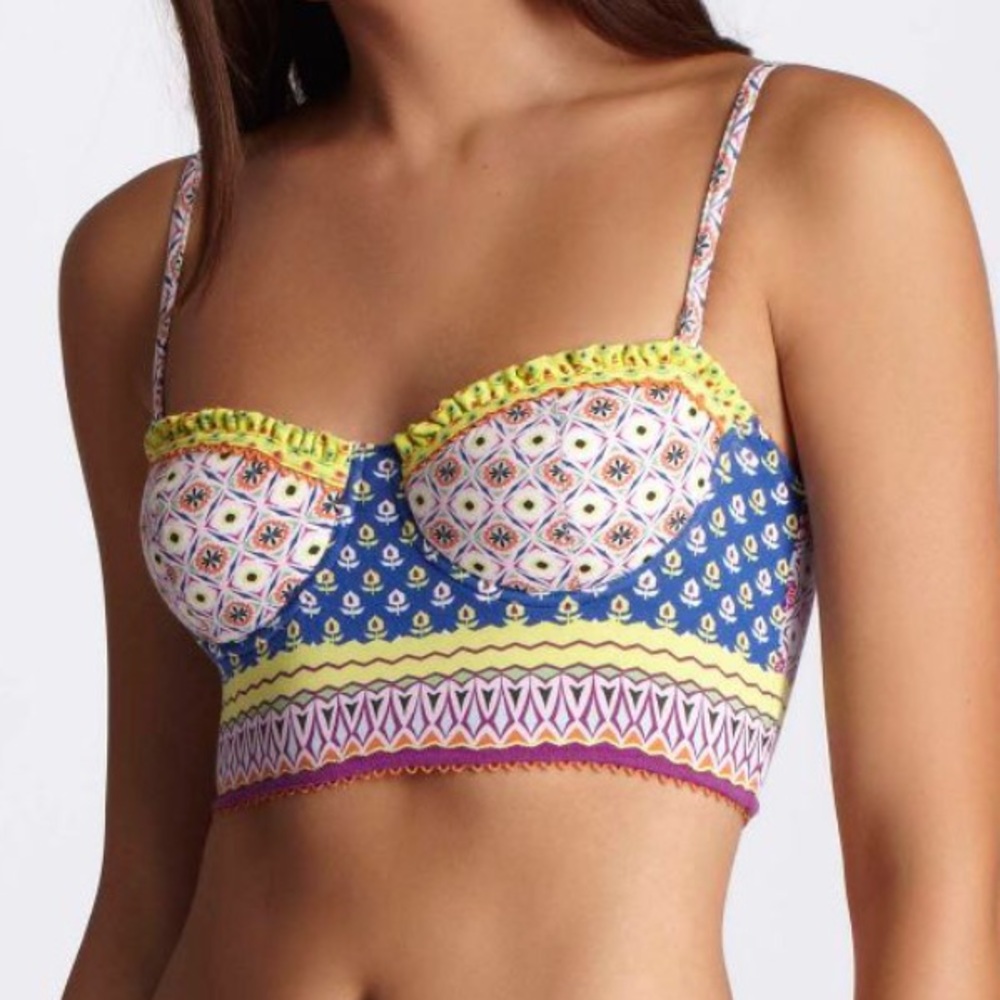 Anthropologie Mixed Prints Longline Bra
